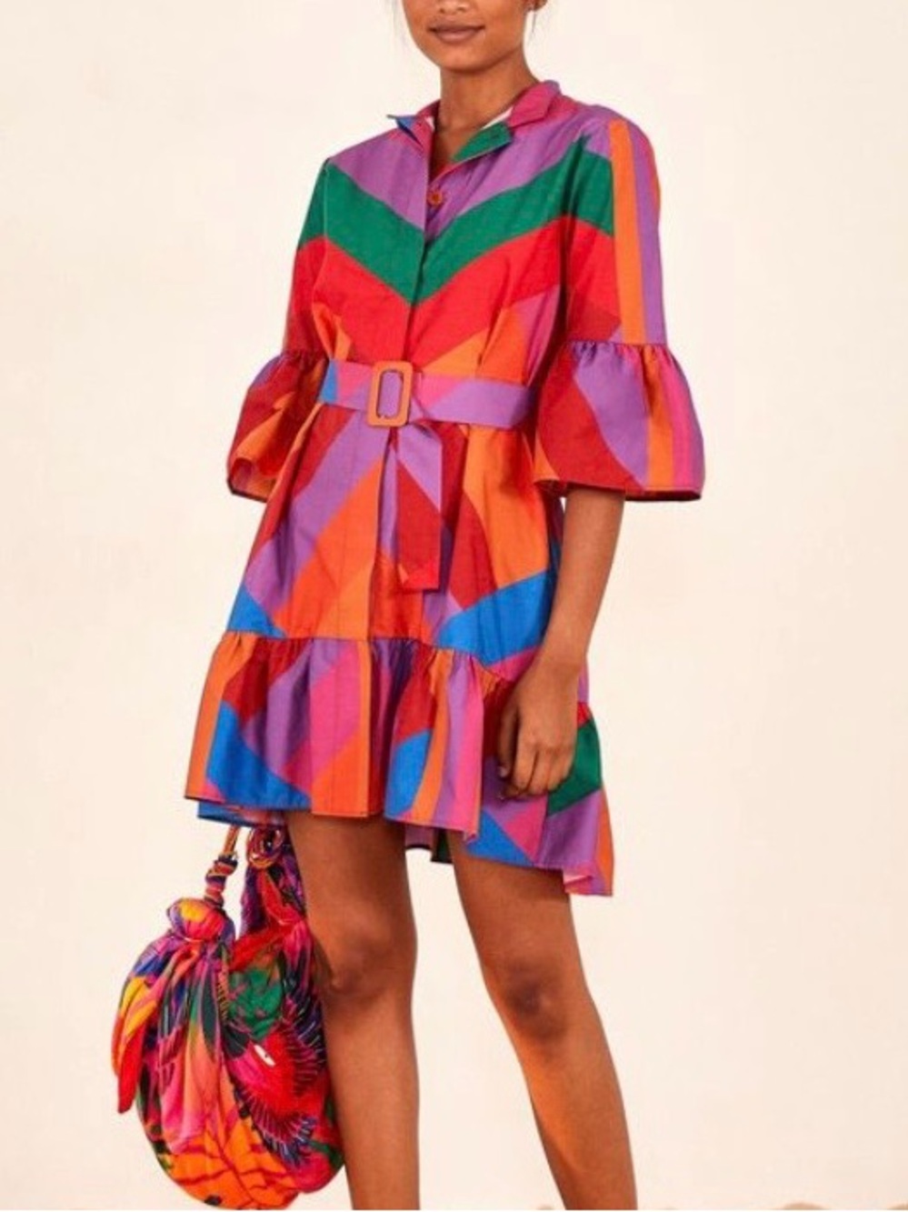 FARM Rio Colorful Geometric Midi Dress